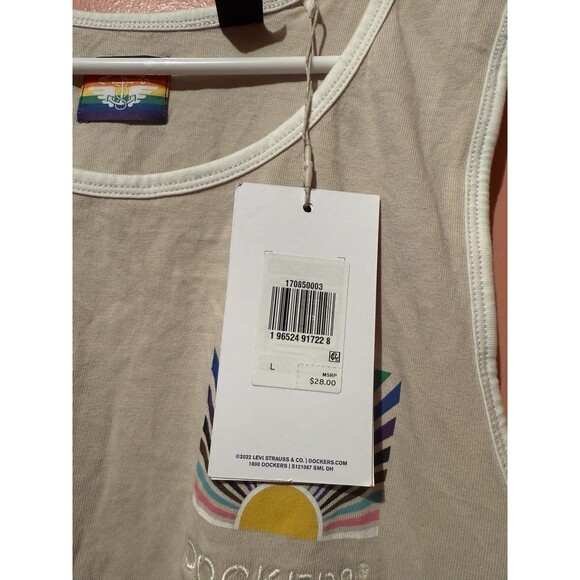Dockers Mens Tank Top L Large Light Brown Sleeveless LGBTQ Rainbow Cotton New - Picture 6 of 12